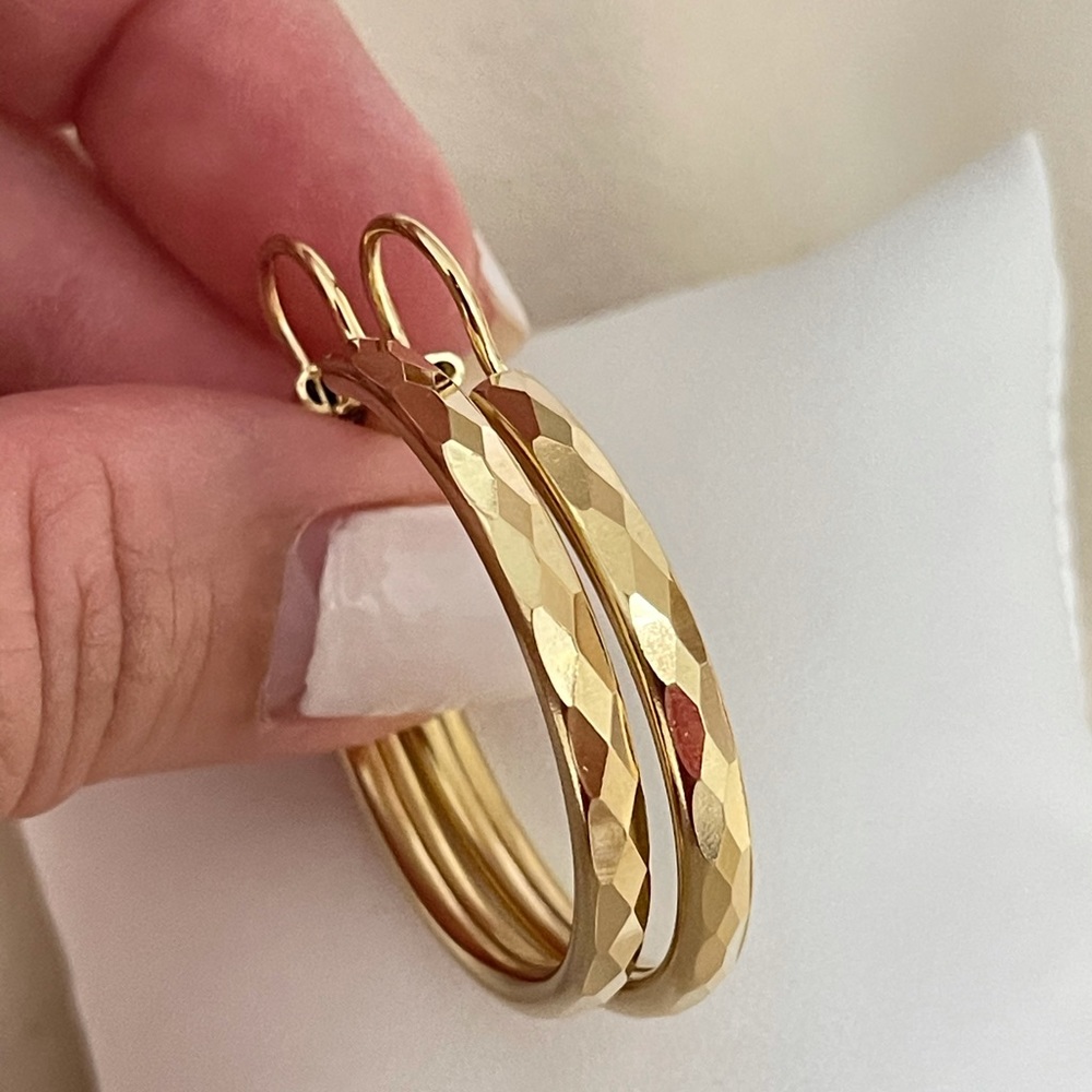 18k Gold Filled Diamond Cut Hoop Earrings